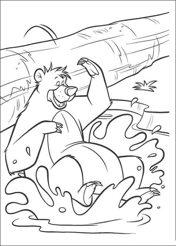 Baloo Plays In The Water  Coloring Page